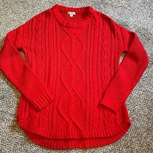 Red Cable Knit Sweater